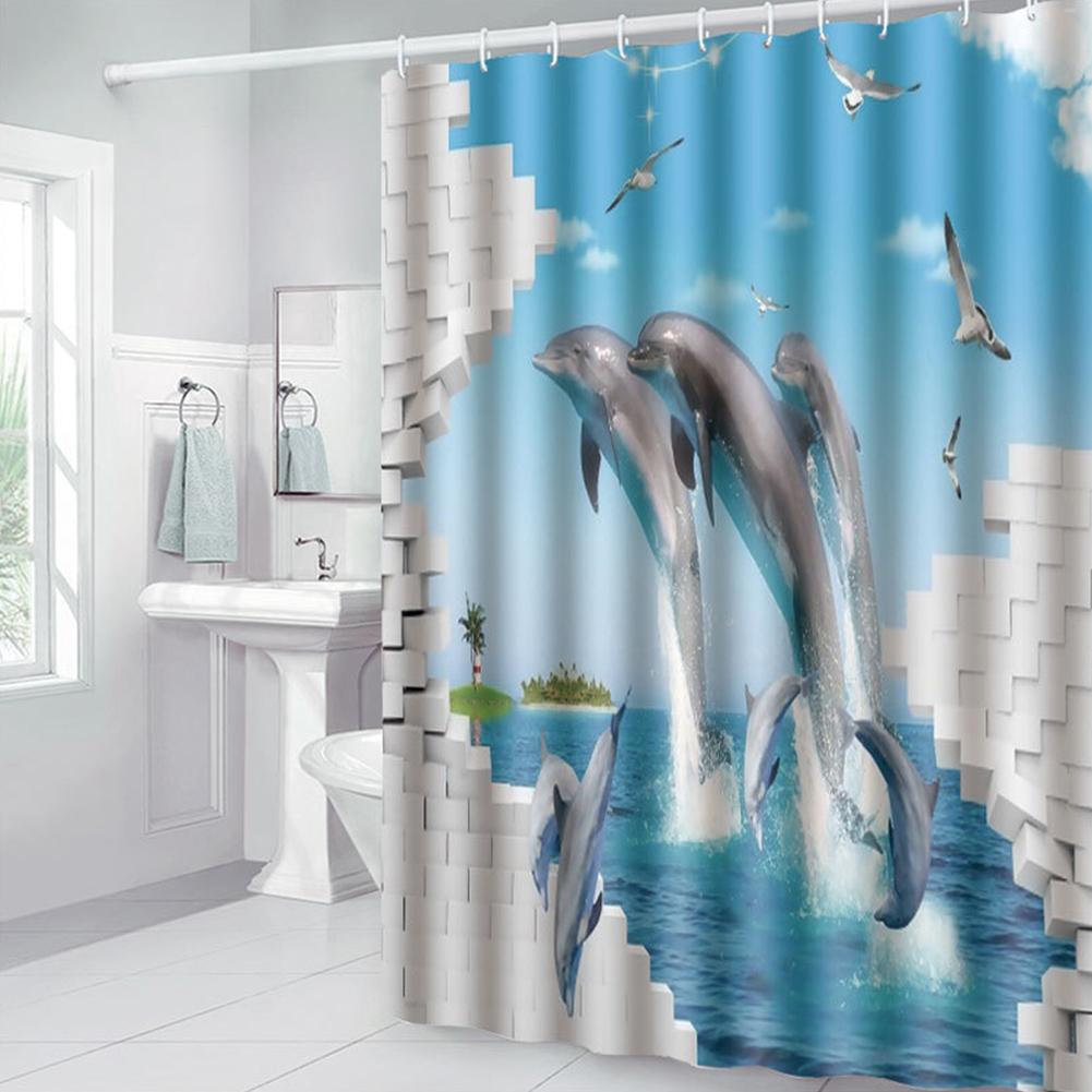 180x180cm Beautiful Print Shower Curtain Polyester Waterproof Bathroom Bath Curtain