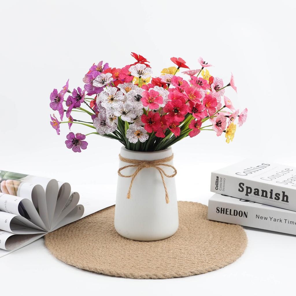 Purple Artificial Spring Flowers Lifelong UV Resistant Fake Plastic Plants for Outdoor Home Decor Garden Beds Patio Kit