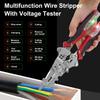 Wire Stripper with Integrated Voltage Tester and Stainless Steel Construction for Electrical Repairs and Wiring