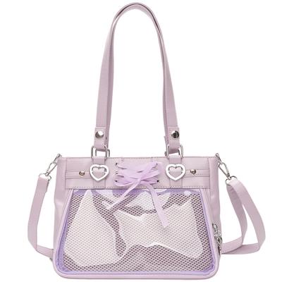 Rowaica Ita Bag, Large Capacity Shoulder Bag, Women's, 2-Way, ShoulderCrossbody Tote Bag, Oshikatsu (Purple)