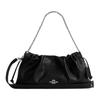 Faye 38 Metal Chain Decorated Cloud Bag Cow Leather Hand Shoulder Bag Large Size Women's Black