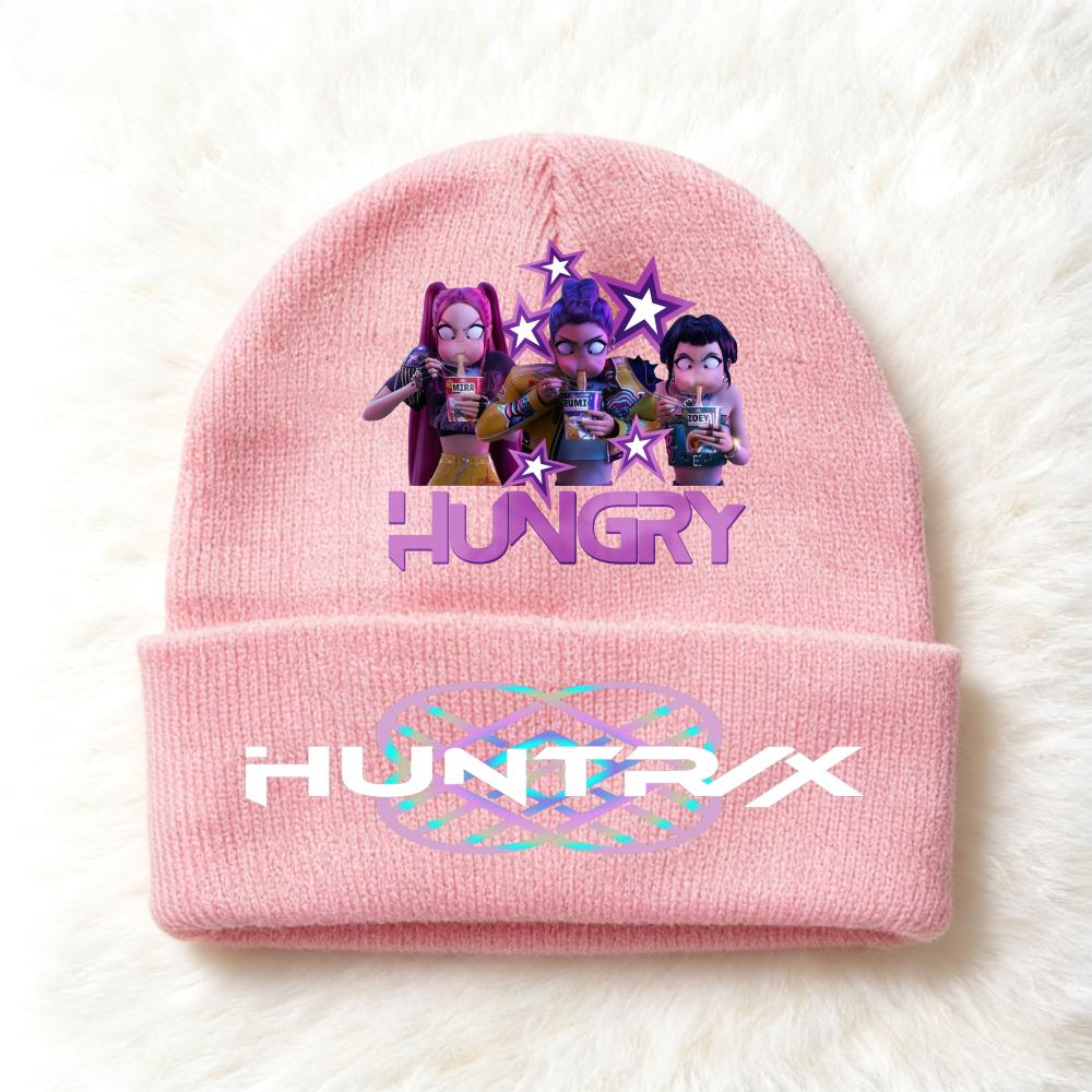KPOP Demon Hunters Cute And Charming Cartoon Printed Children Knit Beanie Warm Cold Season Cap Girls Outdoor Sports Birth Date Present Accessories