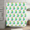 Watercolor Dinosaur-Themed Shower Curtain Set With Soccer Ball Pattern For Bathroom Decor Yellow Green Blue Multicolor Modern De