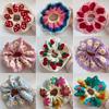 Propracovaná květinová gumička do vlasů pro ženy Kroužky do vlasů Elegantní pletené scrunchies Nadrozměrná šňůrka do vlasů Gumička do vlasů