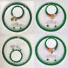 3Pcs Vintage Simple Imitation Jade Necklace Bracelet Earrings Jewelry Set For Women Temperamen Banquet Accessory