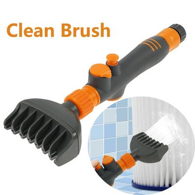 Handheld Spa Filter Clean Brush Double Row Nozzle Universal Pool Cartridge Filter Brush for Most Standard Pool Hot Tub Filters