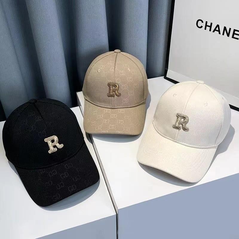 Baseball Cap With Embroidered R Letter For Outdoor Sun Protection Casual Wear