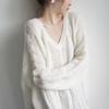 Spring and Autumn Lazy Style Knitted Sweater Women's Loose Outer Wear Hollow Out V-neck Casual Slim Base Layer Thin