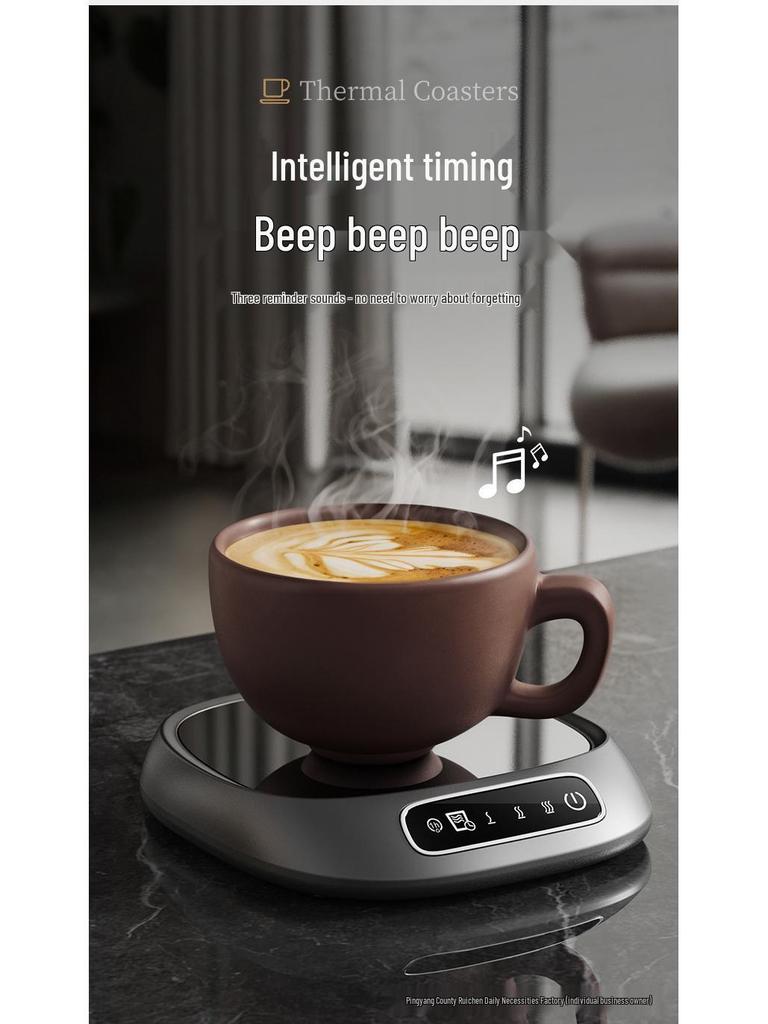 Smart USB-Activated Beverage Warmer with Timer for Desktops – Ideal for Coffee and Milk