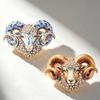 Animal-Themed Sheep Brooch with Two-Tone Enamel, Clear Decorative Stones and Sculpted Design for Festive Gatherings