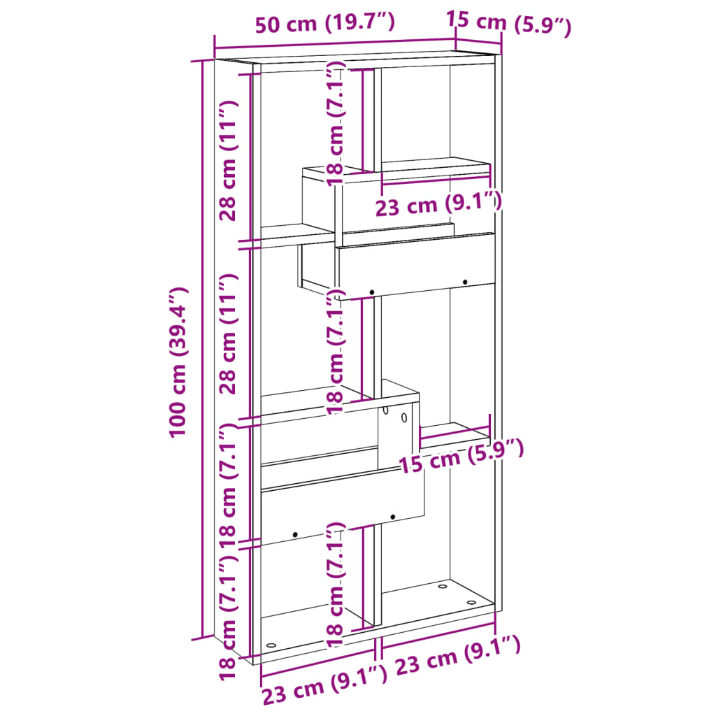 Wall Cabinet Concrete Grey 50x15x100 Cm Engineered Wood