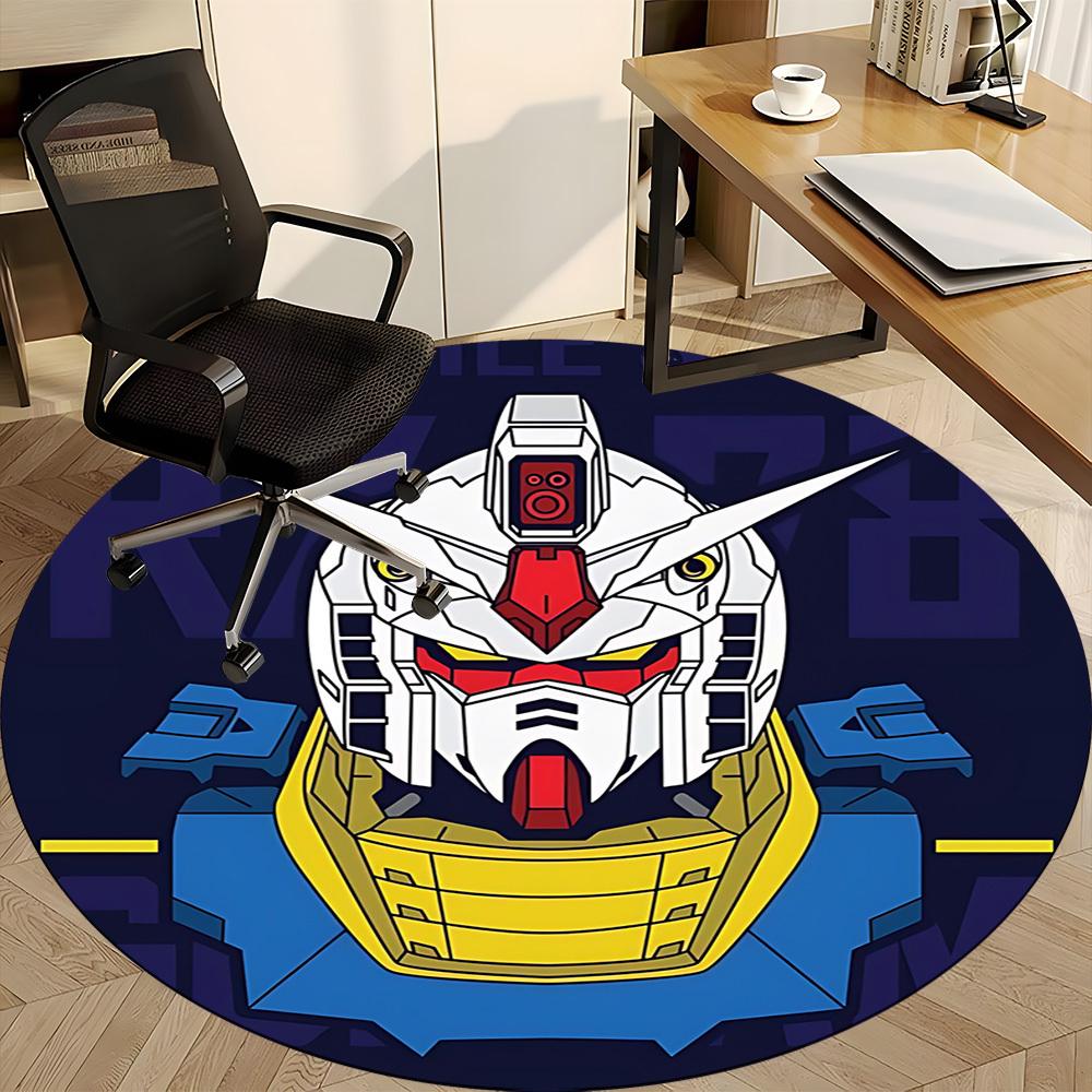1PC Mobile Suit Gundam Office Round Rug, Non-slip, Soft and Durable Office Rug for Interior Decoration, Perfect for Office Yy250915097