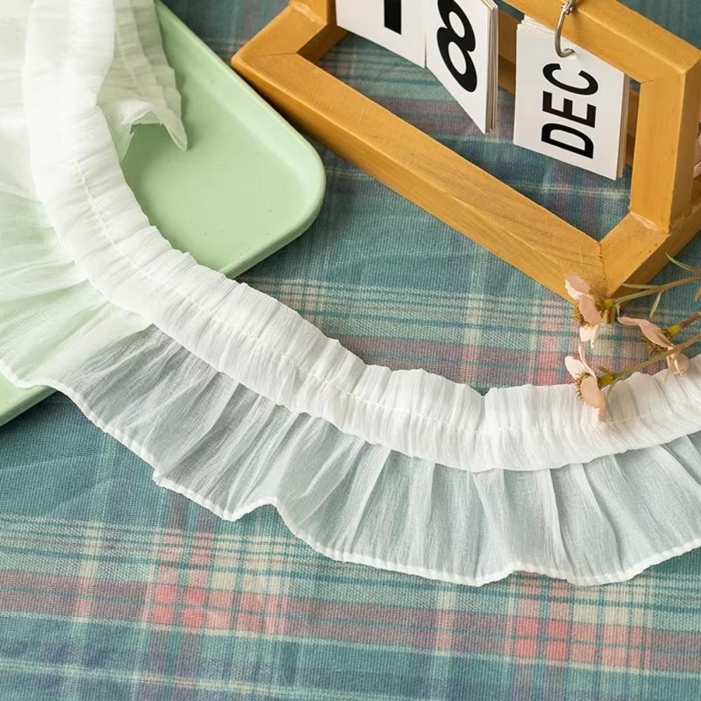 Sewing Needlework Accessories 2Yards Ruffled Lace Trims Wide 9-12cm Chiffon Pleated Lac Trims Chiffon Lace Trims