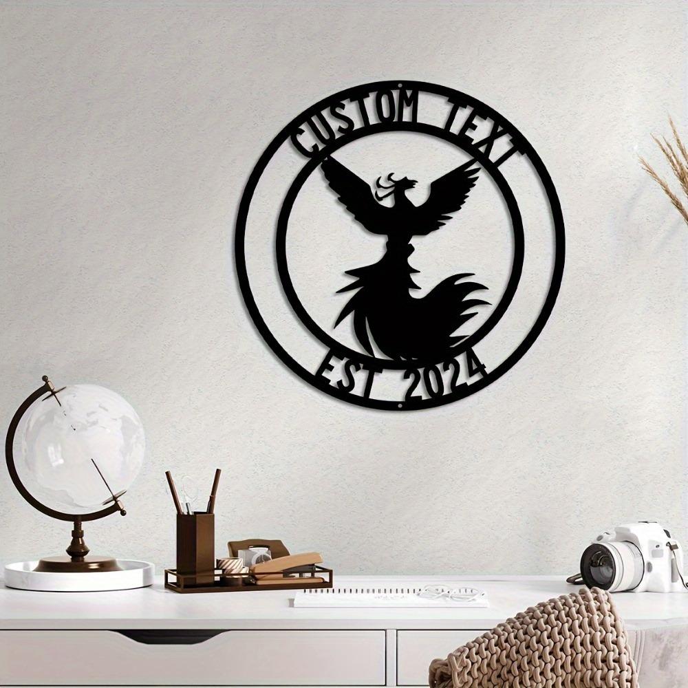 Personalized Metal Phoenix Wall Art Custom Family Name Sign Home Decor