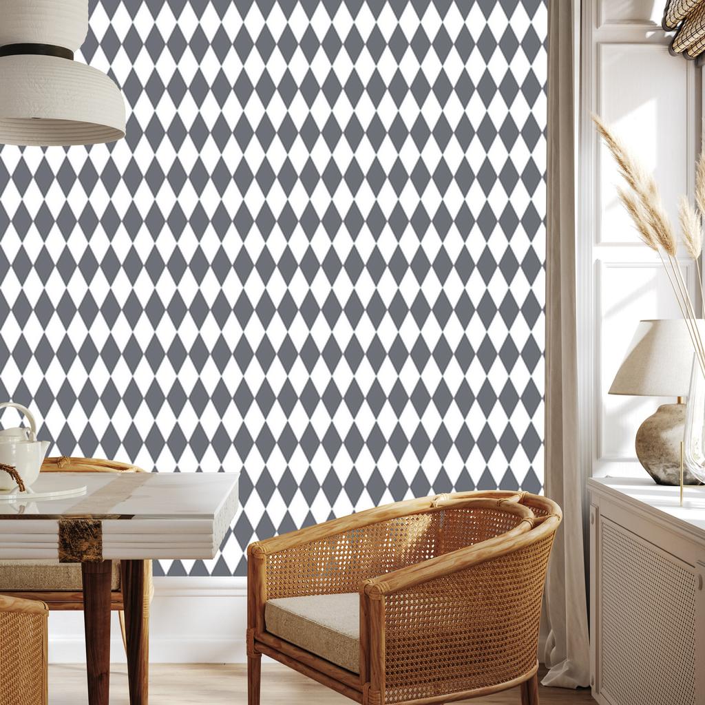 Harlequin Diamonds Wallpaper Gray and Light Gray 50x1000