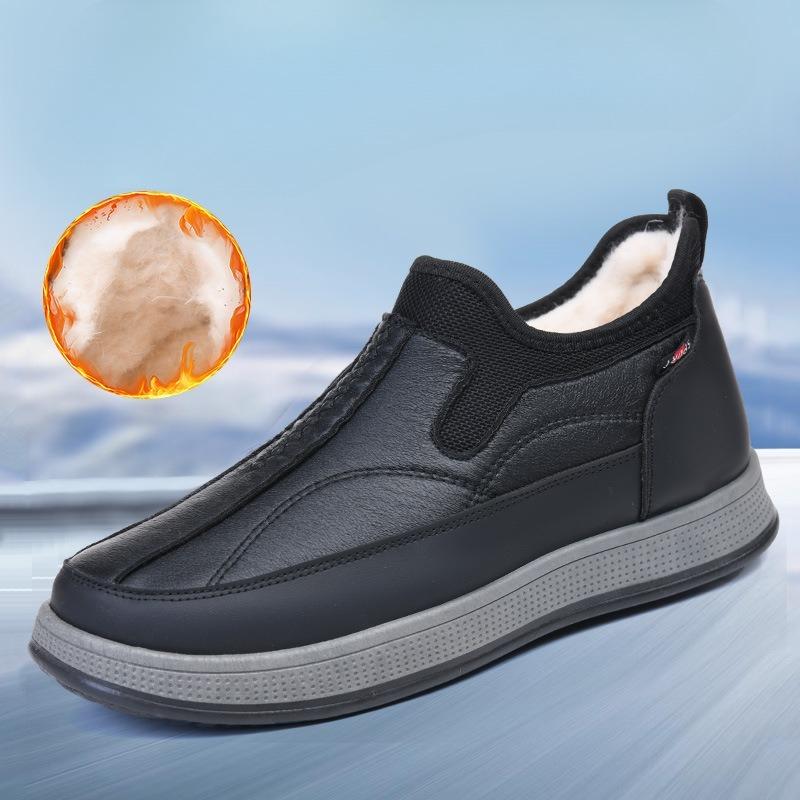Men's Slip-On Winter Boots - Thermal Insulated Cold Weather Shoes with Non-Slip PVC Sole, Easy Slip-On Closure,Short Boot Design