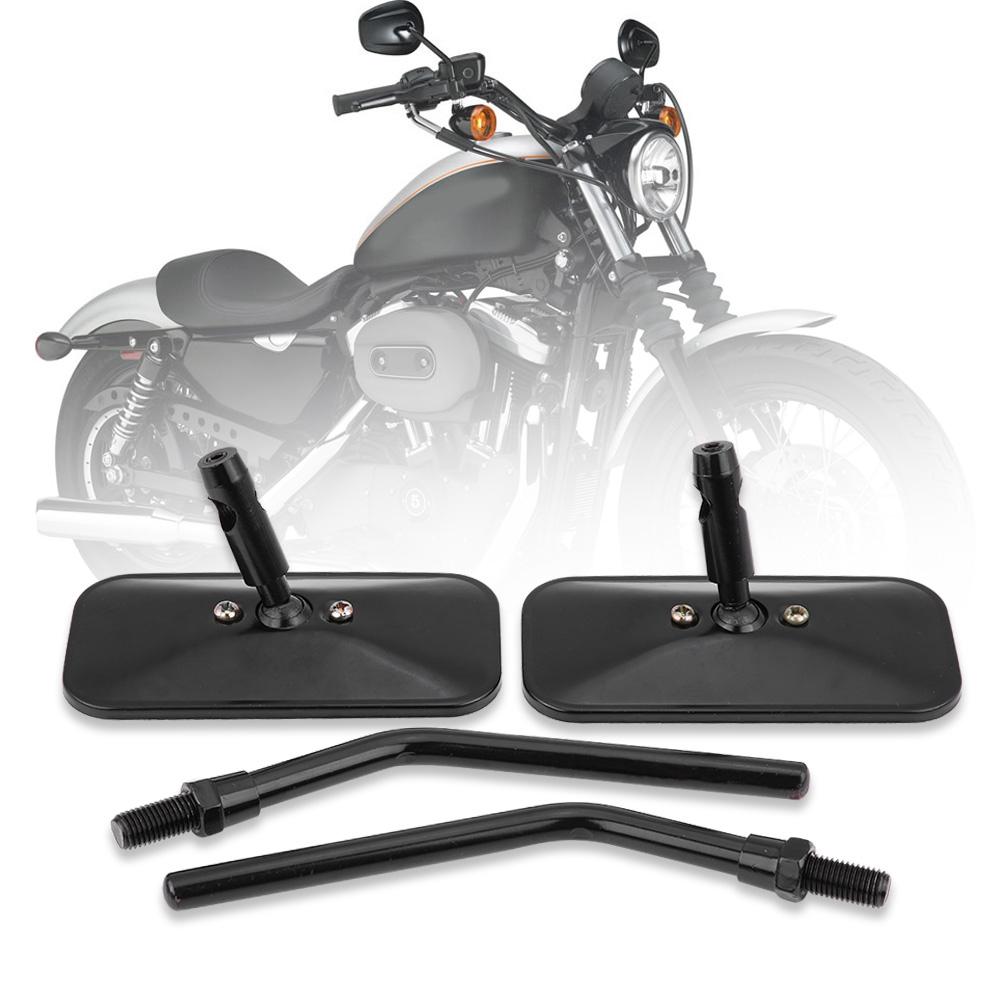 1 Pair of Rectangle Motorcycle Side Mirror Rear View Mirror for Motorcycle Black
