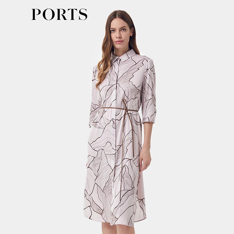 

PORTS Women s Spring/Summer Printed Silk Shirt Dress L