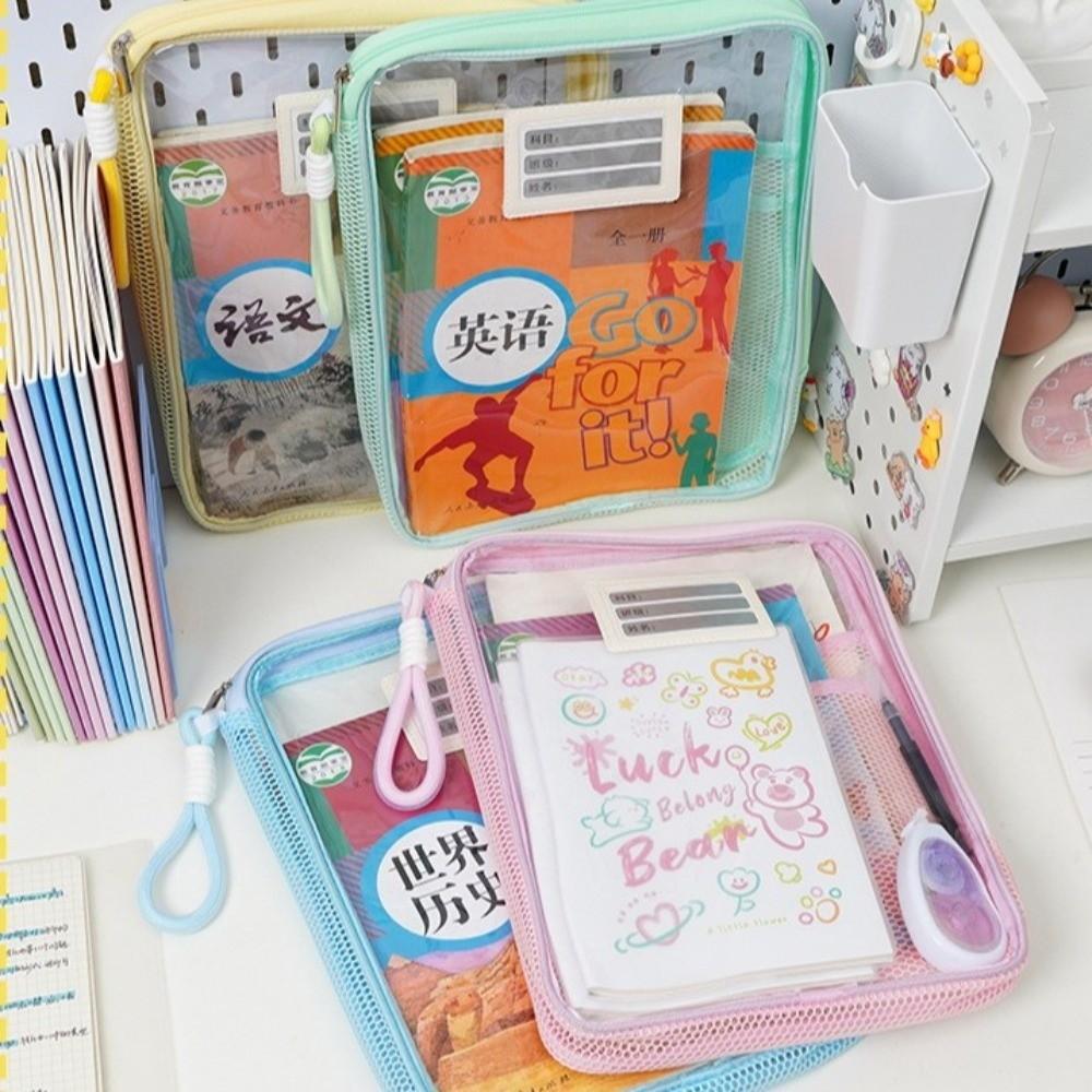 Borsa Portadocumenti Trasparente con Zip Buste Cartellina con Manico Nuova Borsa per Studenti Materiale Scolastico
