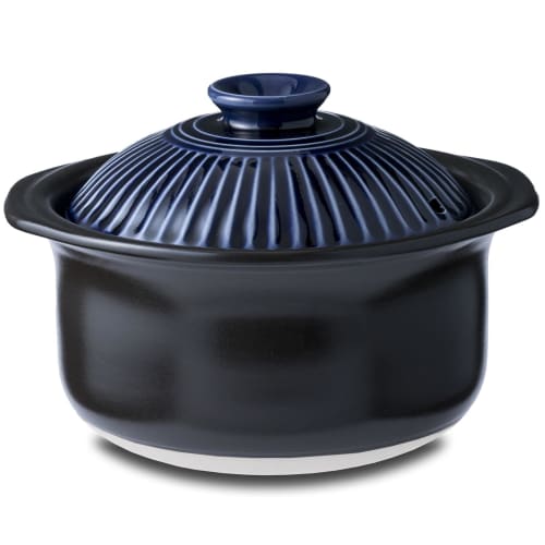 Authentic Ginpo Touki Banko Ware Ginpo Chrysanthemum Rice Cooker, 2-Cup Capacity, Double Lid, Rice Cooking, Earthenware Pot, Direct Heat Compatible, L