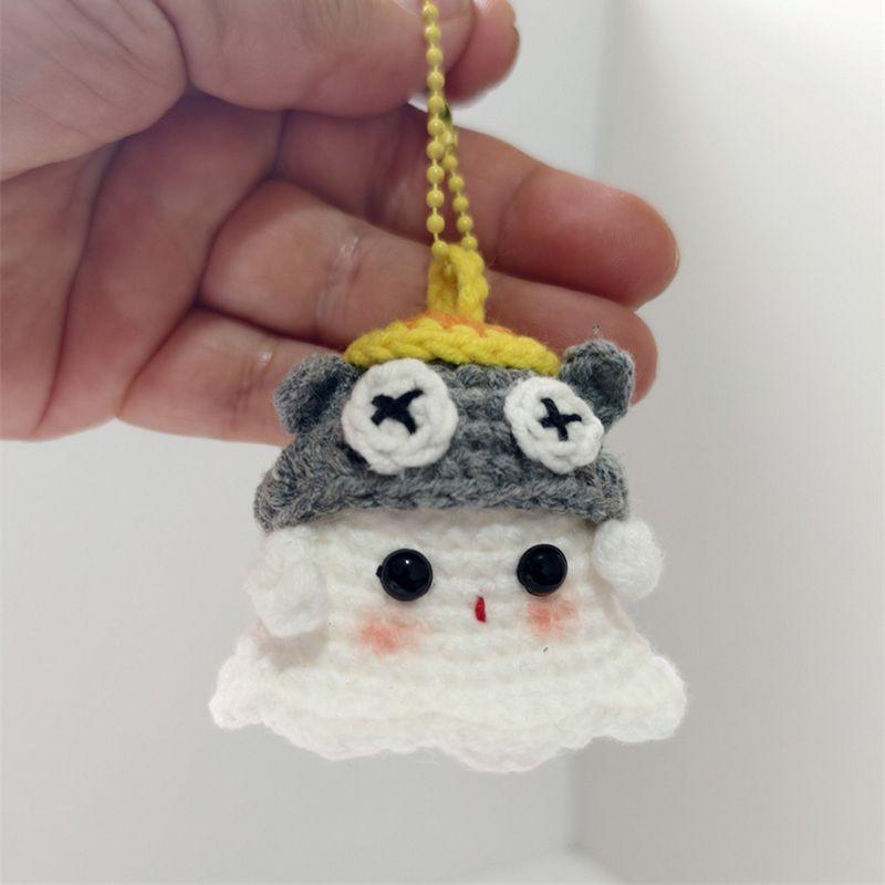 Crochet Ornament Finished Positive Figures Crochet Animals Ghost Desk Accessory Home Office Decor Christmas New Year Party Gift