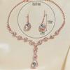 Ganyuan Women's Rhinestone Jewelry Set Three-Piece Necklace Earrings Bracelet Ring Claw Silver Plated Alloy Engagement Wedding