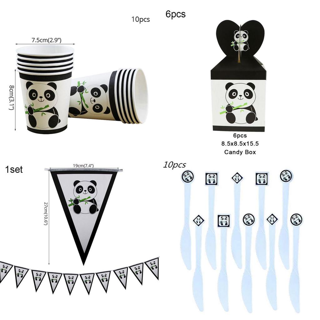 Whimsical Panda Party Supplies Tableware Decor Perfect For Children's Day Gatherings