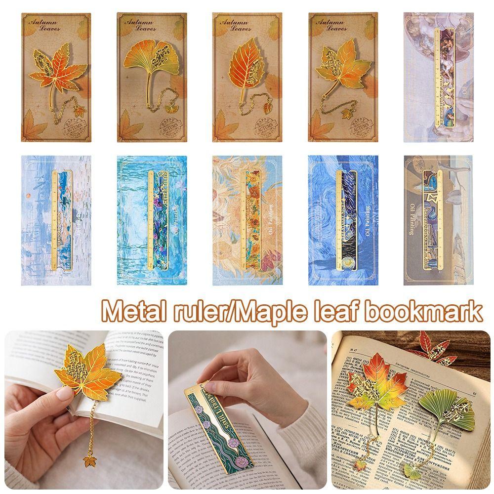 Chinese Classical Metal Ruler Bookmarks Apricot Leaf Pagination Mark  Student Gift