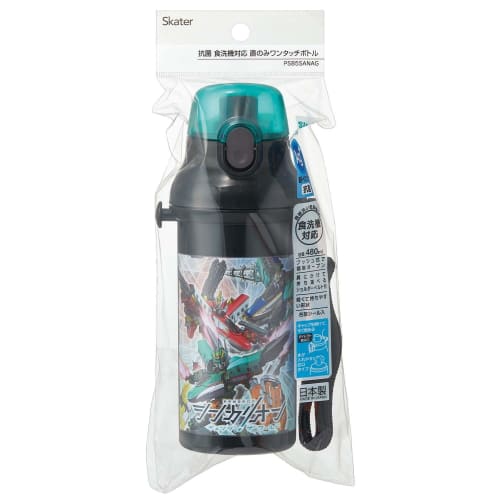 Skater Children's Plastic Water Bottle 480ml One Push Open/Close Antibacterial Child Friendly Lightweight Antibacterial Treatment Made In Japan Shinka