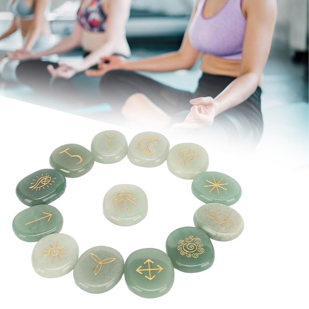 13PCS     Stones with Cloth Bag Engraving   Stone for Divination   Meditation