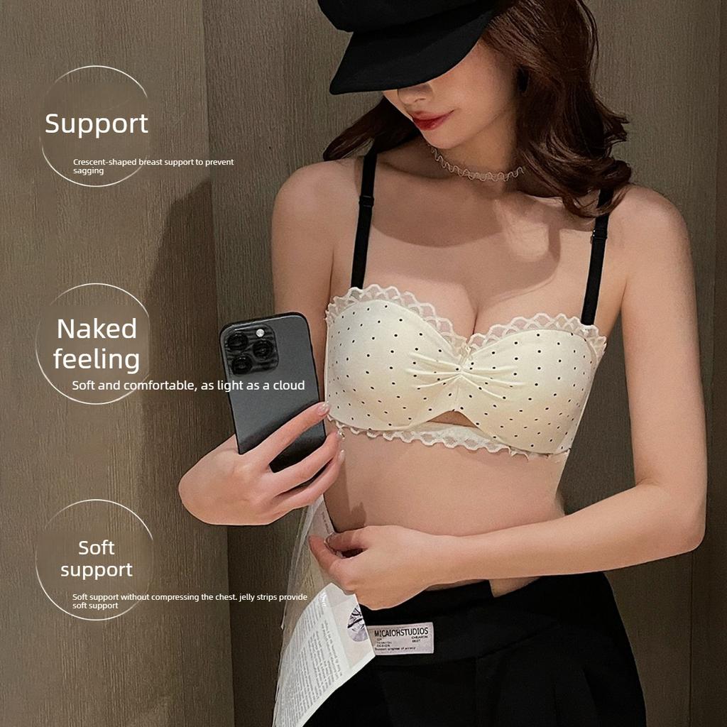 Girls Spring and Summer Pure To Sweet Lace Edge Small Breast Gathered To Show A Big Collection of Auxiliary Milk Underwear