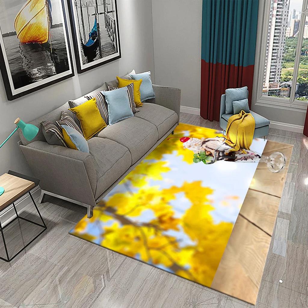Ice Cream Carpet Dessert Pattern Rugs for Living Room Kids Bedroom Porch Rug Kitchen Non-slip Rugs Hallway Entrance Decor Carpet