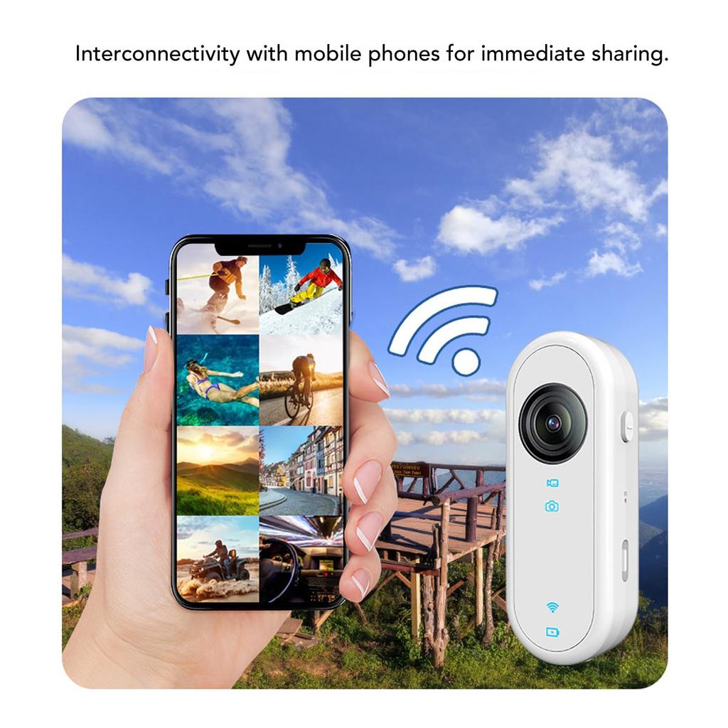 Kleine Action-Kamera mit Helm- und Fahrrad-ABS 1080P HD Tragbarer Taschen-Video-Rekorder mit für Outdoor-Sportarten und Vlogging-Halterung, Weitwinkel-App,