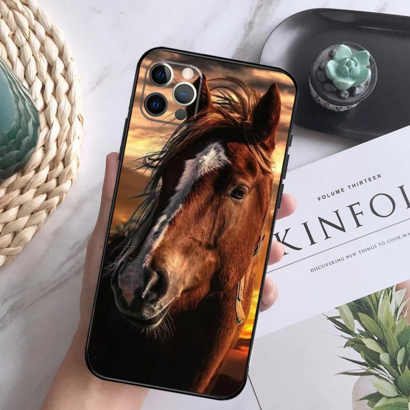 Horse Animal Case For iPhone 15 11 12 13 14 Pro Max XS XR X 7 8 Plus 12 13 Mini 16 Pro Max Soft Cover
