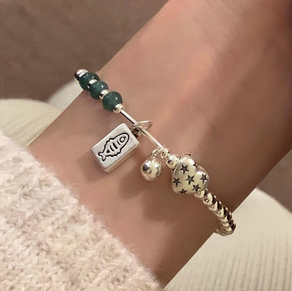 925 Sterling Silver Thai Silver Bracelet for Women Vintage Geometric Heart Love Lucky Punk Jewelry 2026 New