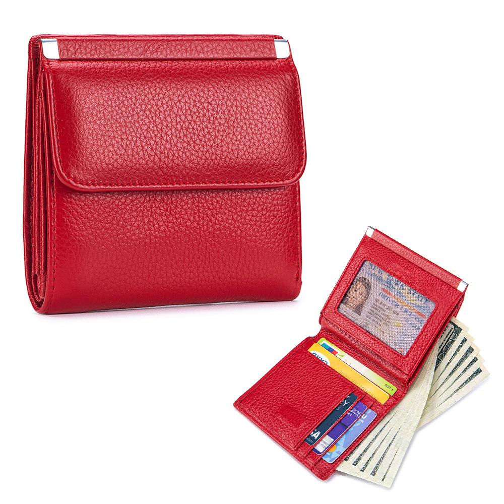 New Short Wallet, Women's High-end Storage Bag, First-layer Cowhide Wallet, Multi-function Card Bag, Change Bag.