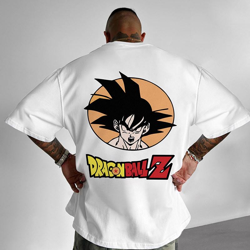 New Dragon Ball Anime Trendy Casual Printed Heavy Cotton Short Sleeved Tshirt Mens American Top