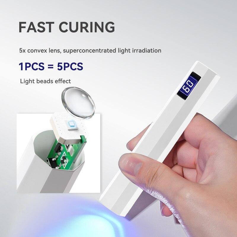 Portable USB Rechargeable 180mAh Lampa UV LED Nail Lamp for Manicure Curing Light White