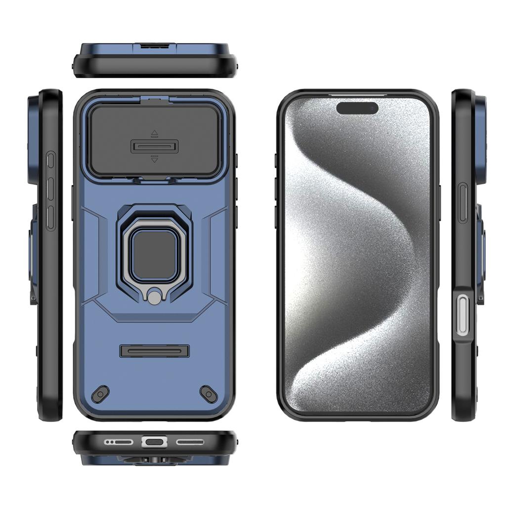 For iPhone 17 Pro Max Case PC + TPU Kickstand Phone Protector with Lens Cover