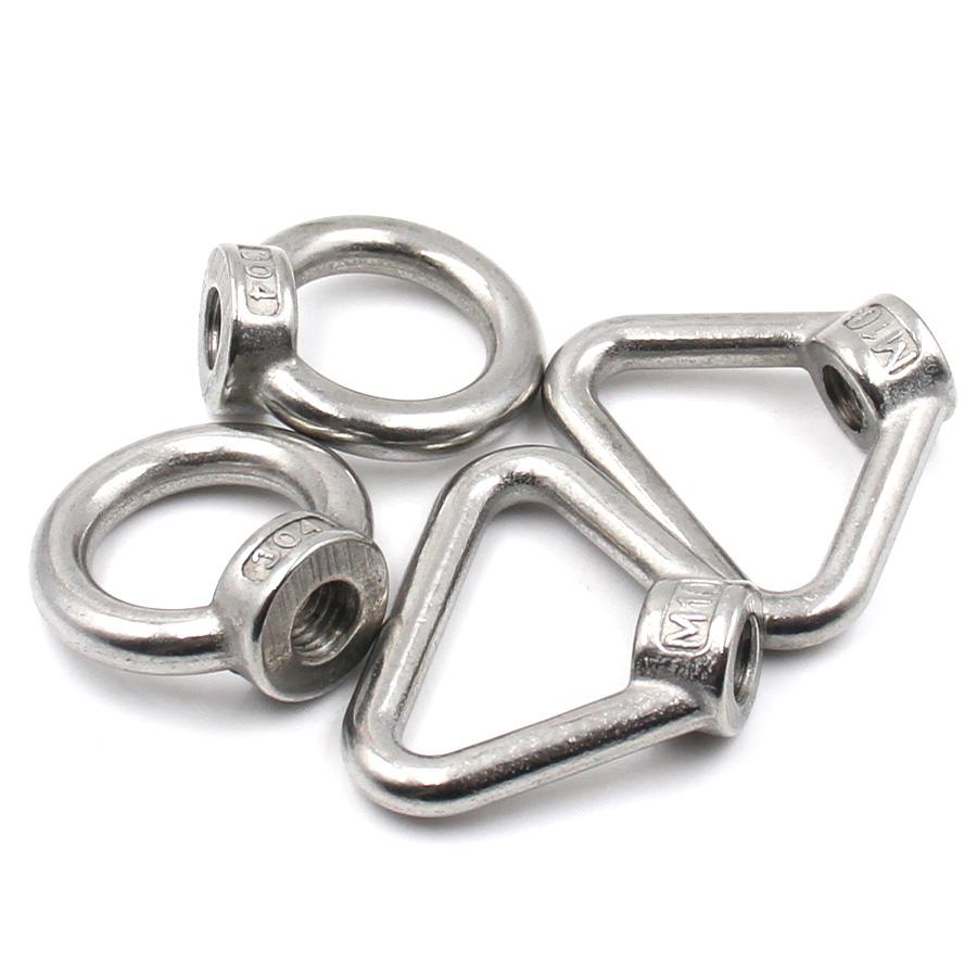 1-3pcs 304 Stainless Steel Ring Eye Nuts Triangle / Round Ring Eye Lifting Nuts M3-M30