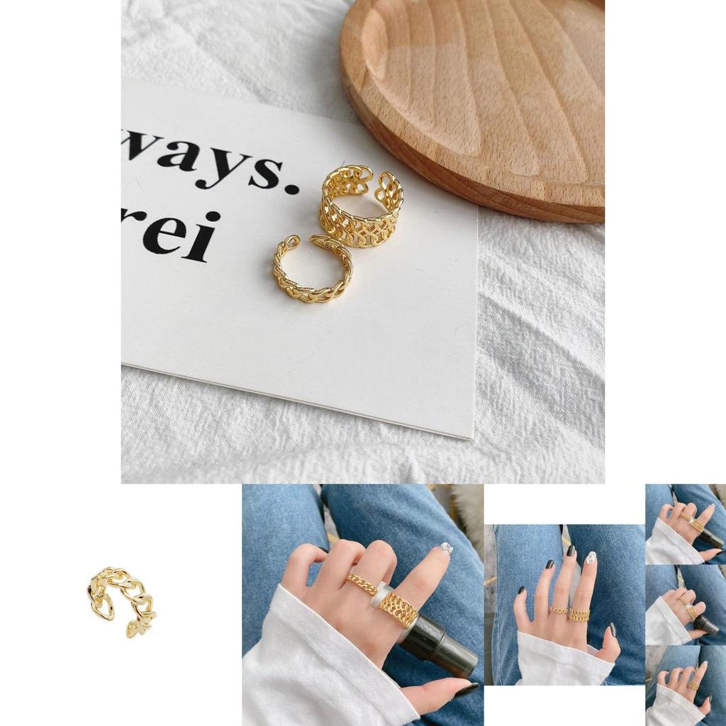 Fashionable 925 Pure Silver Ring For Women Chic Gold Circle Design With Vintage Charm