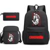 Chainsaw Man Print Student Backpack Set with Crossbody Bag and Pencil Pouch for Boys Girls Daily Use