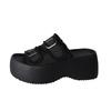 Fashion Platform Slippers Women Summer New Versatile Metal Buckle One Word Buckle Strap Casual Outside Wear Retro Fashion Cool Mopping