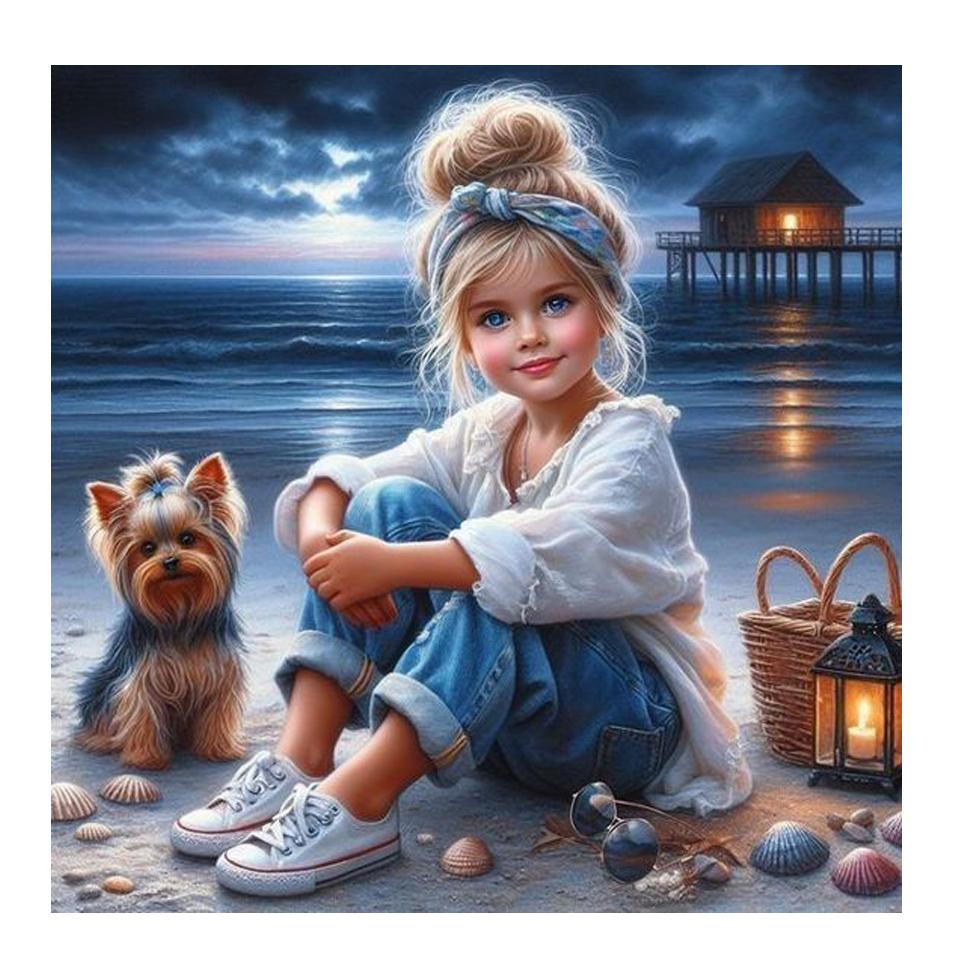 Diamond Painting kits Boy Girl Dog Mosaic Full Drill 5d Diy Diamond Embroidery Seaside Scenery Cross Stitch Home Decor