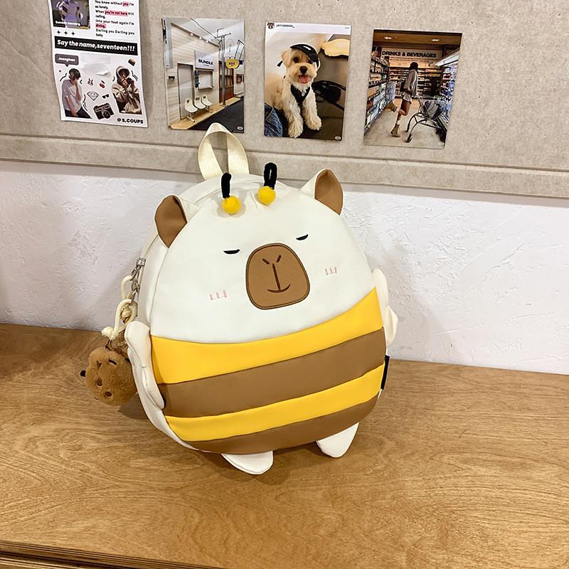 Nylon Cute Honeybee Backpack With Embroidery For Casual Travel And Student Use