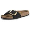 (WMNS) Madrid Big Buckle Nubuck Leather Narrow Fit Sandals 'Black' Women's 1023373