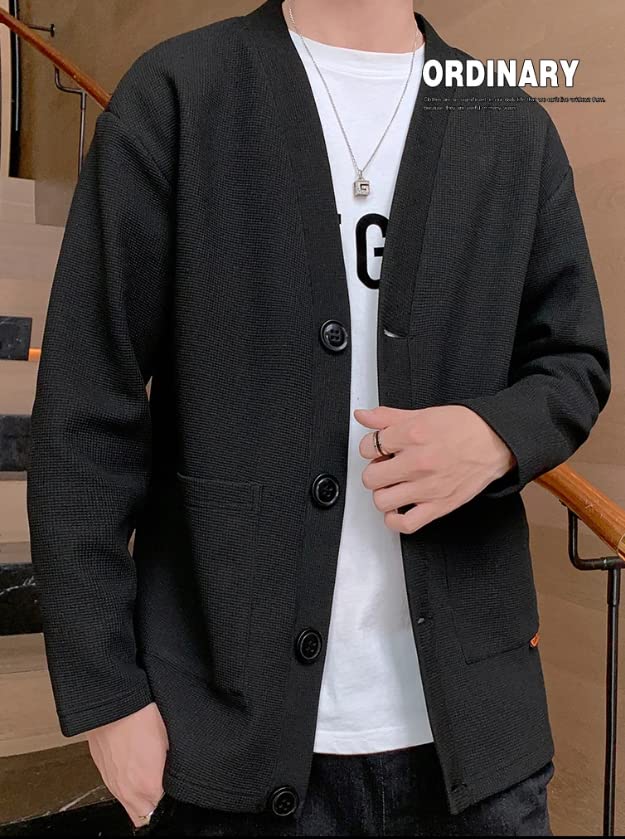 Poperdision Strickjacke Übergröße Weich und Schlicht und Einfarbig Lang Stilvoll Locker Herrenjacke, Mantel, Bequem, Stilvoll, Knopfleiste Lässig, Farbe,