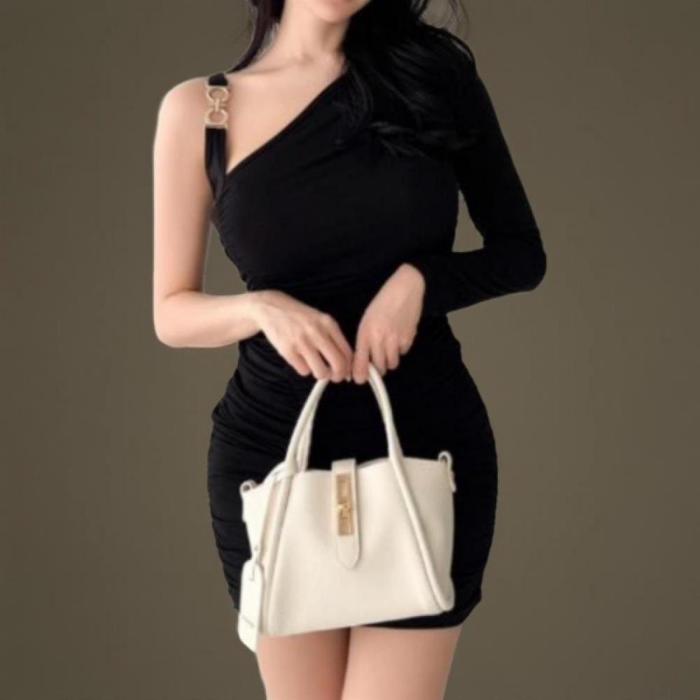 New Arrivals Open Run Women Party Dress Asymmetrical Shirring Mini Dress