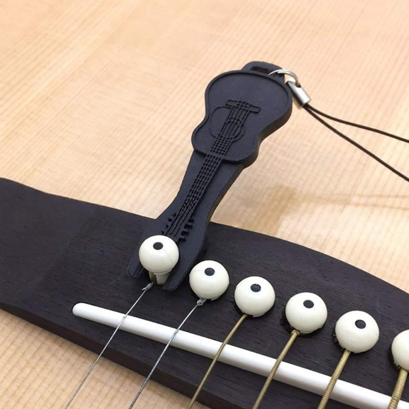Acoustic Guitar Bridge Pin Set with Saddles and Metal Puller Tool Suitable for Easy String Replacement and Maintenance