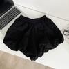 Women's Hip-Hugging A-Line Diamond Quilted Lantern Pants: Winter-Ready, Elastic Waist, Wide-Leg, Short Style